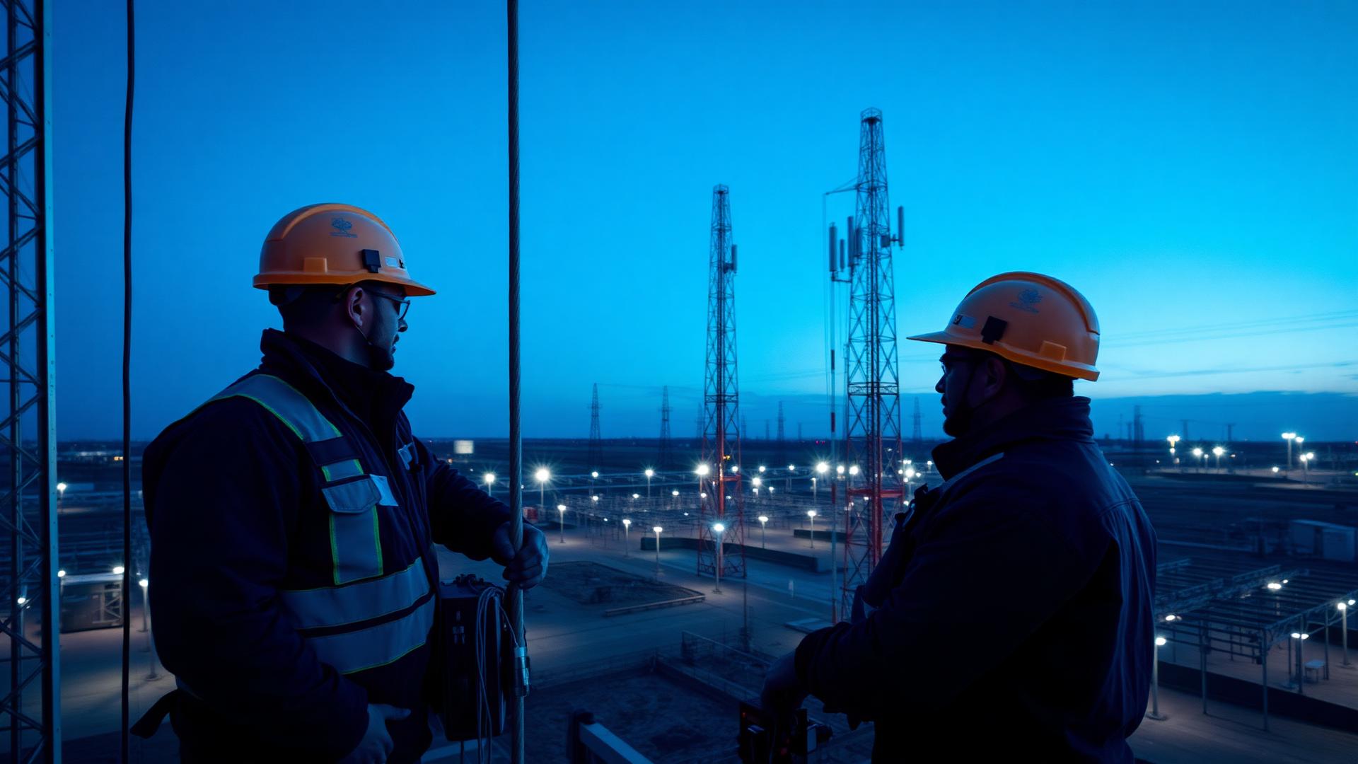 Técnicos de JF Ingeniería ejecutando un montaje electromecánico industrial